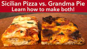 sicilian pizza and grandma pie