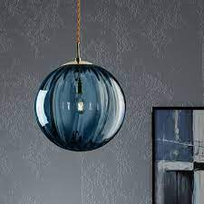 Sphere Pendant Lighting Modern Blue