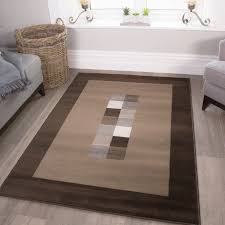 brown cream geometric living room rug