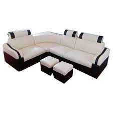 wooden modern l shape leather sofa set