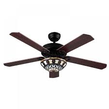 Colorful Glass Shade 52 Inch Brown Wood Blades Ceiling Fans