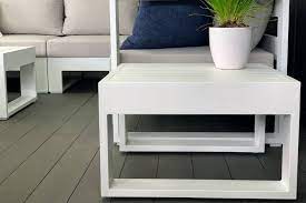 Bask Small Side Table White Outside Space