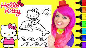 You could choose the best and the cutest pose of the hello kitty. Coloring Hello Kitty Dolphin Coloring Page Prismacolor Paint Markers Kimmi The Clown Youtube