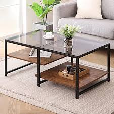 oi glass wood coffee table with