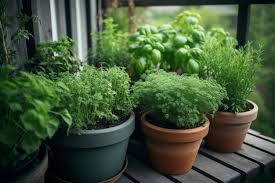 Fresh Aromatic Spices Herbs Growing At