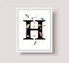 personalised h letter space wall art