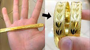 making solid pure 24k gold bangles from