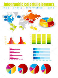 Colored Infographics With Maps And Charts Stock Vector