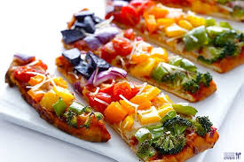rainbow veggie flatbread pizza gimme