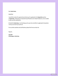 employment rejection letter template in