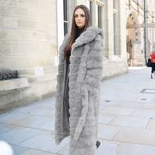 New Patched Rabbit Fur Long Coat
