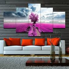 5pcs Frameless Lavender Flower Canvas