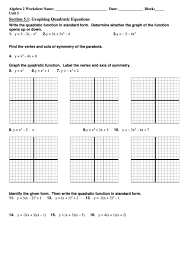 graphing quadratic equations printable