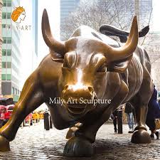 Large Bronze Wall Street Bull Sculpture