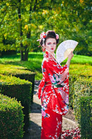 young woman in geisha costume