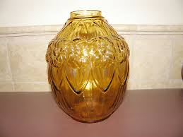 1930s vercais yellow glass vase antique