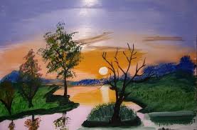 Beautiful Sunset Painting On Poster