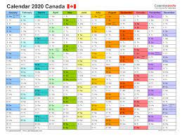 canada calendar 2020 free printable