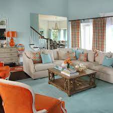 aqua blue and grey living room
