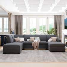 velvet fabric u shape sectional sofa