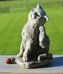 Scratching Cat Statue Lime Stone Kitten