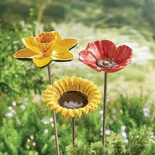 Flower Bird Feeder Stakes Metal Bird