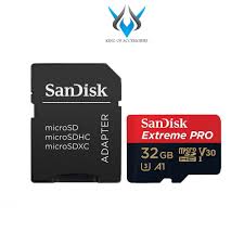 Thẻ nhớ microSDHC Sandisk Extreme Pro 667X A1 V30 32GB U3 4K 100MB/s (Đen)  - Thẻ nhớ máy ảnh