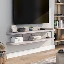Furniture Of America Eustache 60 In White Oak Wood Floating Tv Stand Fits Tvs Up To 66 In With Wall Mount Feature