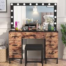 vanity set with lighted mirror 44