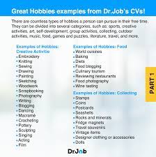 hobbies and interests best ones to put
