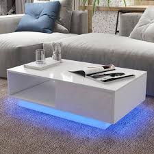White Rectangle Mdf Led Coffee Table