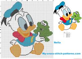 Baby Donald Duck With Frog Free Cross Stitch Patterns