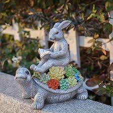 Garden Statues Rabbit Turtle