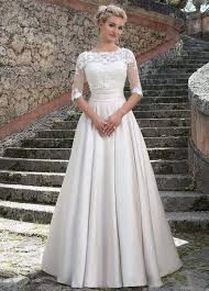 Discount 2019 Sincerity Bridal Wedding Dresses With Detachable Jacket Elegant A Line Bridal Gowns Lace Satin Vestido De Noiva Custom Made E41