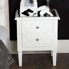 I ordered the two bedside tables, they were delivered in very poor quality. Blanca White Wooden Mirrored Top Chest 2 Drawer Bedside Table Cabinet Picture Perfect Home