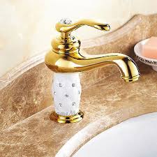 Gold White Ceramic Bathroom Faucet
