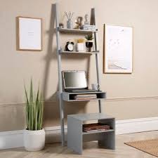 Ladder Desk Stool Set With Shelves