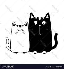 white cat boy and kitty vector image