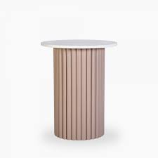 Medby Side Table White Marble Taupe