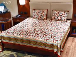 indian cotton bed sheet set hand block