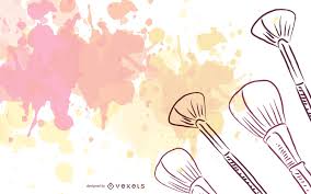 fashion makeup stroke brush set vector