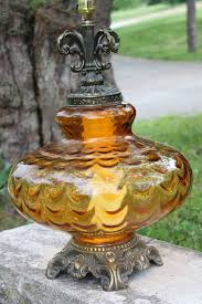 Reserved Vintage Amber Globe Lamp
