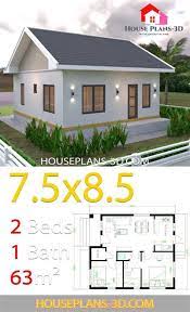 House Plans 7 5x8 5m With 2 Bedrooms