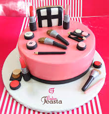 makeup kit on pink cake customized