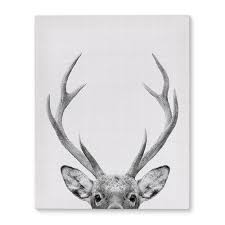 deer wall art white canvas art