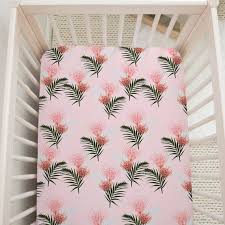 Pink Tropical Fl Crib Sheet Girls