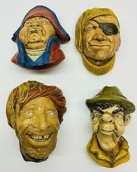 vintage chalkware pirate head art