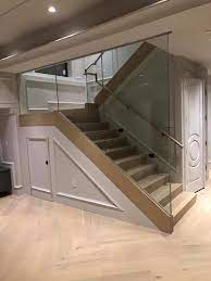 Modern Glass Panel Staircase White