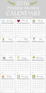 2016 Printable Monthly Calendar On Sutton Place