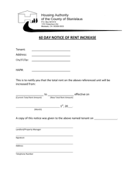 30 Printable Notice Of Rent Increase Forms And Templates